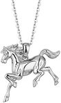 WIOY Horse Necklace 925 Sterling Silver for Her Horse Lover, Silver,