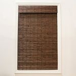 Radiance Cordless Bamboo Roman Shades for Windows - Flatstick Bamboo Blinds for Semi-Private Light Control - Easy to Lift & Fold Up Window Shades - Cocoa - 29 in. W x 64 in. L - (2216304E)