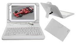 ACM USB Keyboard Case Compatible with Xolo Qc800 8" Tablet Cover Stand Study Gaming Direct Plug & Play - White