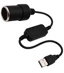 Wymect Usb A Male To 12V Car Cigarette Lighter Socket Female Converter Cable (8W Max)