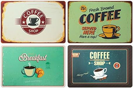 Set di 4 tovagliette da colazione: Look retrò caffè, coffee shop, breakfast, insegna cafè – tovagliette in plastica lavabile 43 x 28 cm