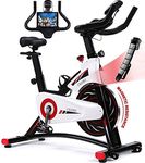 CHAOKE Indoor Cycling Bike with Quieter Heavy Flywheel Magnetic Resistance,Comfortable Seat Cushion,Exercise Bike Stationary,Silent Belt Drive, iPad Holder and LCD Monitor 2022 Upgraded Version
