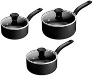 Tefal Titanium Essential Set 3 pcs, saucepans 16/18/20 cm + Lids, Milkpan 14cm & Frying pan 24 cm, Non-Stick Coating, Metal Safe, All Hobs Compatible Except Induction, B941S344