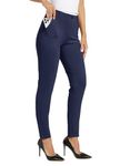 Willit Women's Yoga Dress Pants Skinny Work Slacks Slim Fit Stretch Office Casual Pants Regular 4 Pockets 30" Navy Blue XL