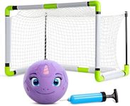 VangeBow Toddler Toy Soccer Goals for Backyard Indoor with Soft Plush Unicorn Ball, Mini Soccer Nets and Ball Set for Kids(Pump Include)
