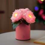 hibeauti Pink Rose LED Lamp for Womens Gifts, for Womens Mom Wife Friends Her Christmas Anniversary Birthday Gifts, Perfect Ideal for Bedroom Ambiance Charming Gifts (Pink Rose Pink)