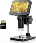 Elikliv Coin Microscope EDM4 Max, 4.3" LCD Digital Microscope1000x, Coin Magnifier with 8 Adjustable LED Lights, Coin Microscope with Screen, PC View with Windows/Mac, 32GB SD Card Included