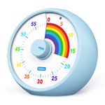 kiecky squirrel Visual Timer for Kids, 60-Minute Countdown Timer for Classroom Office Kitchen, Desk Timer Kids Time Management Tools with Silent Operation, Pomodoro Timer Rainbow Pattern Blue