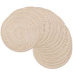 SHACOS 15 inch Beige Round Placemats Set of 12 for Dining Table Woven Braided Circle Place Mats Kitchen Placemat Washable Table Mats