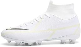 CXDSP Men's Soccer Boots Football Cleats AG Hightop Shoes Athletic Indoor Outdoor Comfortable Shoes, White, 11 Narrow