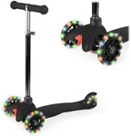 Best Choice Products Kids Mini Kick Scooter Toy w/ Light-Up Wheels, Height Adjustable T-Bar, Foot Break - Black