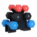 KAKSS Supreme Quality Neoprene Dumbbell with Stand 24Kg(3kg+4kg+5kg N #Pair) Multicolour