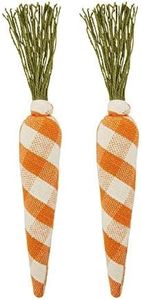 Mud Pie Fabric Carrot Décor, 15", Orange Buffalo (Pack of 2)