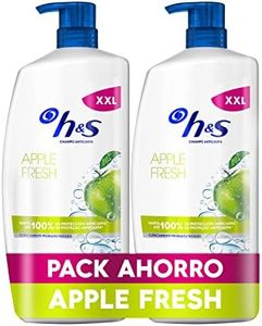 H&S Apple Fresh Champú Anticaspa 2x1000ml con Dispensador, para Uso Diario. Hasta 100% de Protección Anticaspa, Clínicamente Probado. Para Todo Tipo de Pelo y Cuero Cabelludo. Frescor, Aroma a Manzana