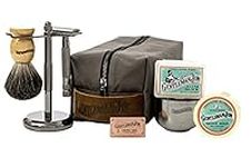 Gentleman Jon Deluxe Vintage Wet Shave Grooming Set for Men - Safety Razor, Brush, Alum Block, Soap, Bowl, Blades, Stand & Dopp Kit