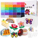 Quefe 11800pcs Fuse Beads Craft Kit, 36 Colors 5mm Beads, Melting Beads Set for Girls, Including Pegboards, Ironing Paper, Tweezers, Great Gift for Birthday