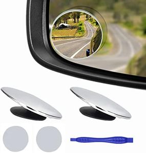 2 pcs Blind Spot Mirrors, 2" Round Ultra-thin Frameless HD Glass Convex Side Rear View Mirror with Wide Angle Adjustable Stick for Cars SUV and Trucks, Pack of 2