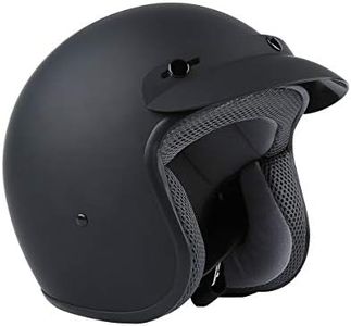 TCMT Adult Motorcycle 3/4 Open Face Helmet with Visor Cafe Racer Cruiser DOT Approved Size M