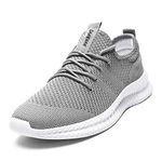 Tvtaop Mens Trainers Road Running Shoes Sneaker Gym Athletic Breathable Outdoor Sports Jogging Fitness Non Slip Lightweight Comfortable Casual Walking Shoes Grey 8 UK