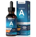 Vitamin A Drops 5333 IU | 60ml Vegan Liquid | High Strength Retinol Food Supplement | by Horbaach