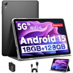MENTUME Tablet 10 inch, Android 15 Tablets with Case, T30 Quad-Core, 18GB RAM+128GB ROM+1TB Expand, 1280 x 800 HD IPS Display, 5MP+8MP Dual Camera, 6000mAh, WiFi 6, BT 5.0, Widevine L1, GPS (K70)