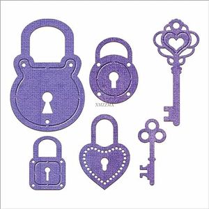 XMZZMX Heart Lock Key Metal Cutting Dies for Card Making, Paper Embossing Die-Cuts Sets Storage Pockets, Album Stencils, Scrapbooking Template