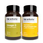 HealthKart hk vitals Omega 3 Fish Oil Supplement & Calcium, Magnesium and Zinc with Vitamin D3 (60 Tablets Each) Combo Pack|1000mg Omega 3 with 180mg EPA and 120mg DHA