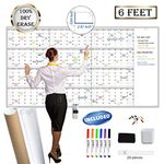 Large Reusable Dry Erase Yearly Wall Calendar Whiteboard- 38"x72" Jumbo Laminated 12 month Task Organizer - Undated Annual Schedule Planner for Home, Office, School Projects