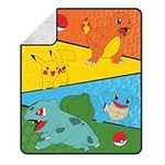 Franco Pokemon Anime Kids Bedding Soft Plush Sherpa Blanket Throw, 50 in x 60 in, (Officially Liensed Product)