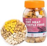 Turtle Food 5 in 1 Meat- Freeze Dried Aquatic Turtle Food Natural Chicken Duck Salmon Three Components Scientific Matching High Protein Treats for Turtles Box Turtle Aquatic Turtle Baby Turtles