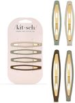 Kitsch Matte Snap Hair Clips for Thin & Thick Hair - Elongated Barettes and Hair Pins for Women, Girls, and Kids | Hair Accessories, 4pc (Eucalyptus)