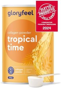 Collagene in Polvere, 500g di Collagene marca GELITA AG (Tendoforte®, Fortigel®, Verisol®), 12500mg di idrolizzato di collagene, con Vitamina C, Zinco, Bio-Antiossidante per Pelle, Aroma Tropicale