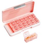 Betife Weekly Pill Organizer 2 Times a Day,7 Day Travel Pill Box,AM/PM pill case for Vitamins, Medication, Supplements and Fish Oils (Pink)