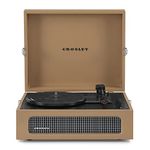 Crosley Voyager Record Player with 2 Speakers, Bluetooth In & Out and AUX - 3 Speed Retro Record Player - for 7 Inch and 10 Inch Vinyl - Portable with Integrated Case - Light Brown