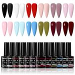 THR3E STROKES Gel Nail Polish Set, 12 Colors Purple Gel Polish Set Burgundy Red Nail Polish Soak Off Pink Nude Brown Nail Gifts for Women Girl DIY Salon Home Manicure (GARDEN SERIES) 7.5ML