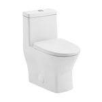 Swiss Madison SM-1T257 Sublime II Compact 24" Length One Piece Toilet Dual Flush 0.8/1.28 GPF with Side Holes, Glossy White Small Toilet for Small Spaces Modern Toilets for Bathrooms