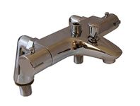 OurTaps Thermostatic Bath Shower Mixer Taps, MPN TMC-109, Deck-Mounted With Top Upwards Facing 1/2"BSP Shower Outlet, Dispatched from UK Stock, 057UD