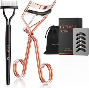 Eyelash Curler with Comb, TOMEEM Professional Volumizing Lash Lift Kit Lash Curler with Refill Pads for Home & Travel Uses, Rose Gold