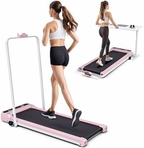 Advwin Foldable Treadmill for Home, Under Desk Walking Pad Treadmill, Compact Portable Electric Walking Running Machine with Handle|Shock Absorption|Non-Slip|Low Noise, 1-12km/h, Pink