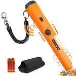 Metal Detector Pinpointer, 360°Search Gold Treasure Pinpointing Finder Probe with LED and Holster, Waterproof Metal Detector for Treasure Hunting, Metal Detecting Tool Accessories - Orange