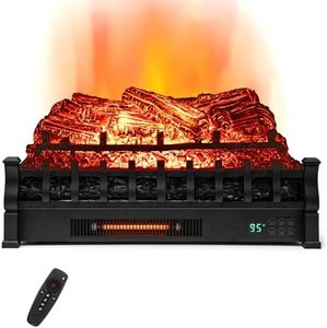 ORALNER Electric Fireplace Insert Log Set, 26-Inch Infrared Quartz Fireplace Log Heater w/Remote Control, 8H Timer, Adjustable Flame Colors, Realistic Logs for Existing Fireplaces, 1500W, Black