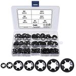 QIMEI-SHOP Starlock Washers Internal Tooth Lock Washer M3 M4 M5 M6 M8 M10 M12 Push On Speed Clips Fasteners Assortment Kit with Storage Box Black 340Pcs