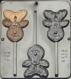 Candy Molds N More Christmas Reindeer Moose Lollipop Chocolate Candy Mold Christmas 2133