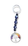 ecatee Tree of life Keychain Handcrafted 7 Chakra Gemstone and Evil eye Beads Fengshui Negative Energy Protection Evil Eye Keychain for men and women