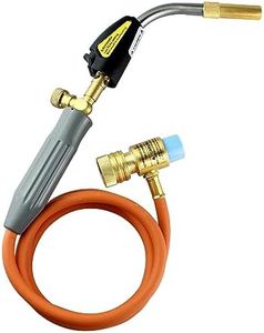 RTMMFG Self-Ignition Propane Soldering Torch Mapp Gas Welding Torch with Brass Head，Adjustable Swirl Flame Trigger one-touch Ignition, 5ft Hose