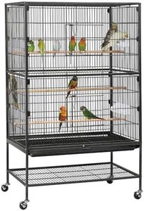 Yaheetech 132cm Large Parrot Bird Cage for Cockatiel Lovebird Durable Frame With Perch Stand and Wheels Black