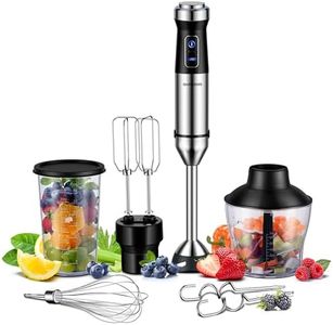 SHARDOR Hand Blender,6 In 1 Hand Blenders For Kitchen,power 1200w,20-Speed & Turbo Stick Blender,Scratch Resistant Hand Whisk Electric With Dough Hooks,Egg Beaters,Whisk,800ml Beaker,600ml Chopper