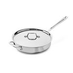 All-Clad 4403 Stainless Steel Tri-Ply Bonded Dishwasher Safe 3-Quart Sauté Pan with Lid/Cookware, Silver