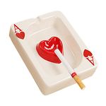 Creative Ceramic Cigarette Ashtray Tabletop Portable Modern Ashtrays Poker A Cigar Ashtray for Outdoor Indoor Desktop Smoking AshTray for Home office Fashion Decoration Handmade Gift for Men Women-Red