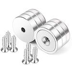 Neosmuk Cup Magnets,130 lbs Holding Power D32mm Super Strong Neodymium Rare Earth with Heavy Duty Countersunk Hole Magnet and Self Tapering Stainless Screw Ideal for Holding Tools,Utensil, (6)